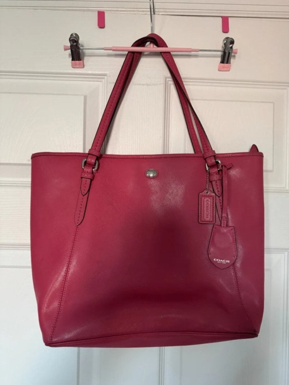 Coach Peyton Leather Zip Top Pink Tote Bag